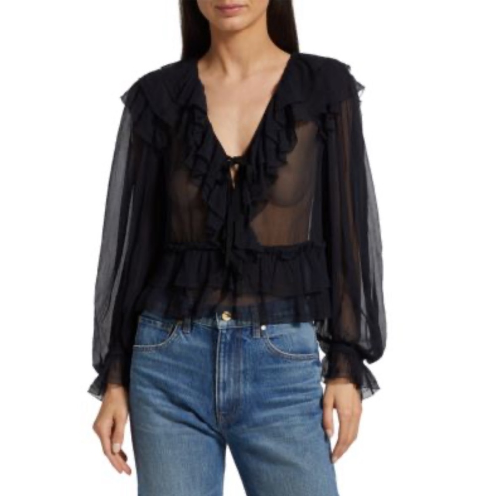 NWT Ulla Johnson Vivian Ruffled Silk Blouse